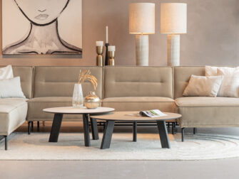 Salontafel Pavia 100x35cm - master oak light natural + stone - 60x40cm - lime chalk white