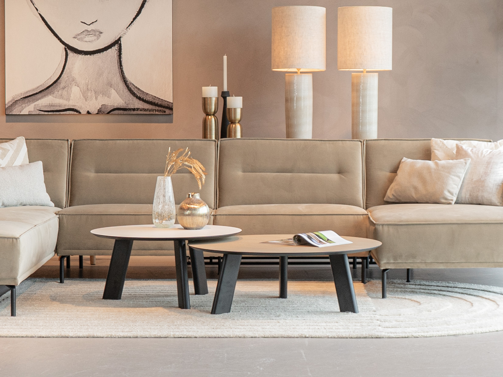 Salontafel Pavia 100x35cm - master oak light natural + stone - 60x40cm - lime chalk white