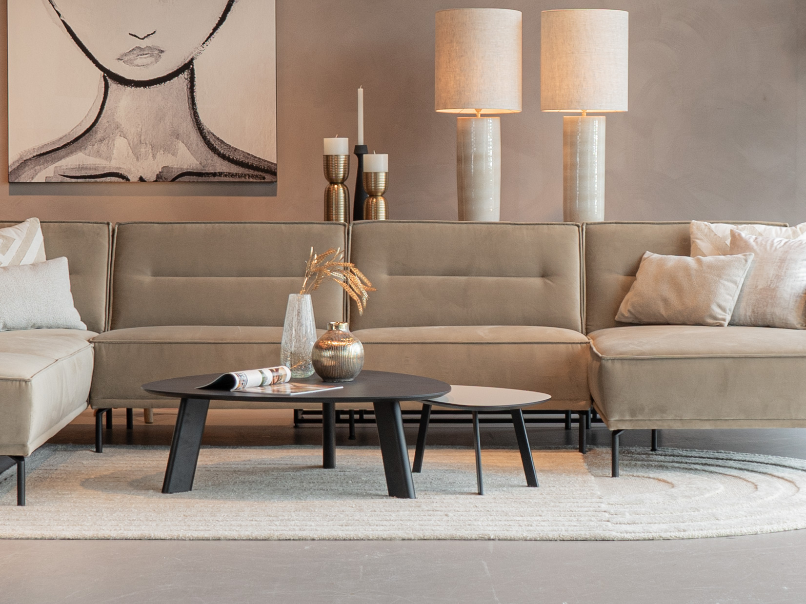 Salontafel Pavia - 100x35cm - stone - lime midnight