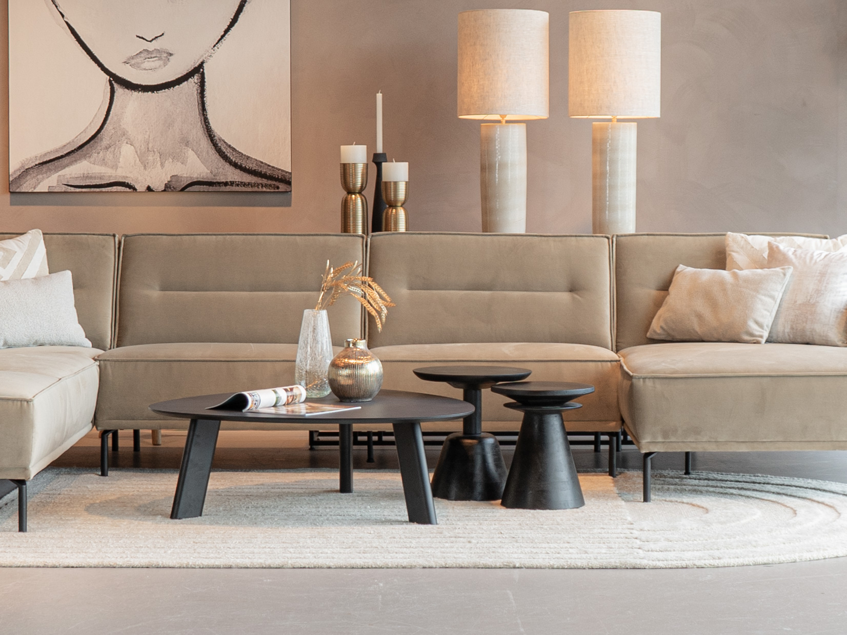 Salontafel Pavia - 100x35cm - stone - lime midnight