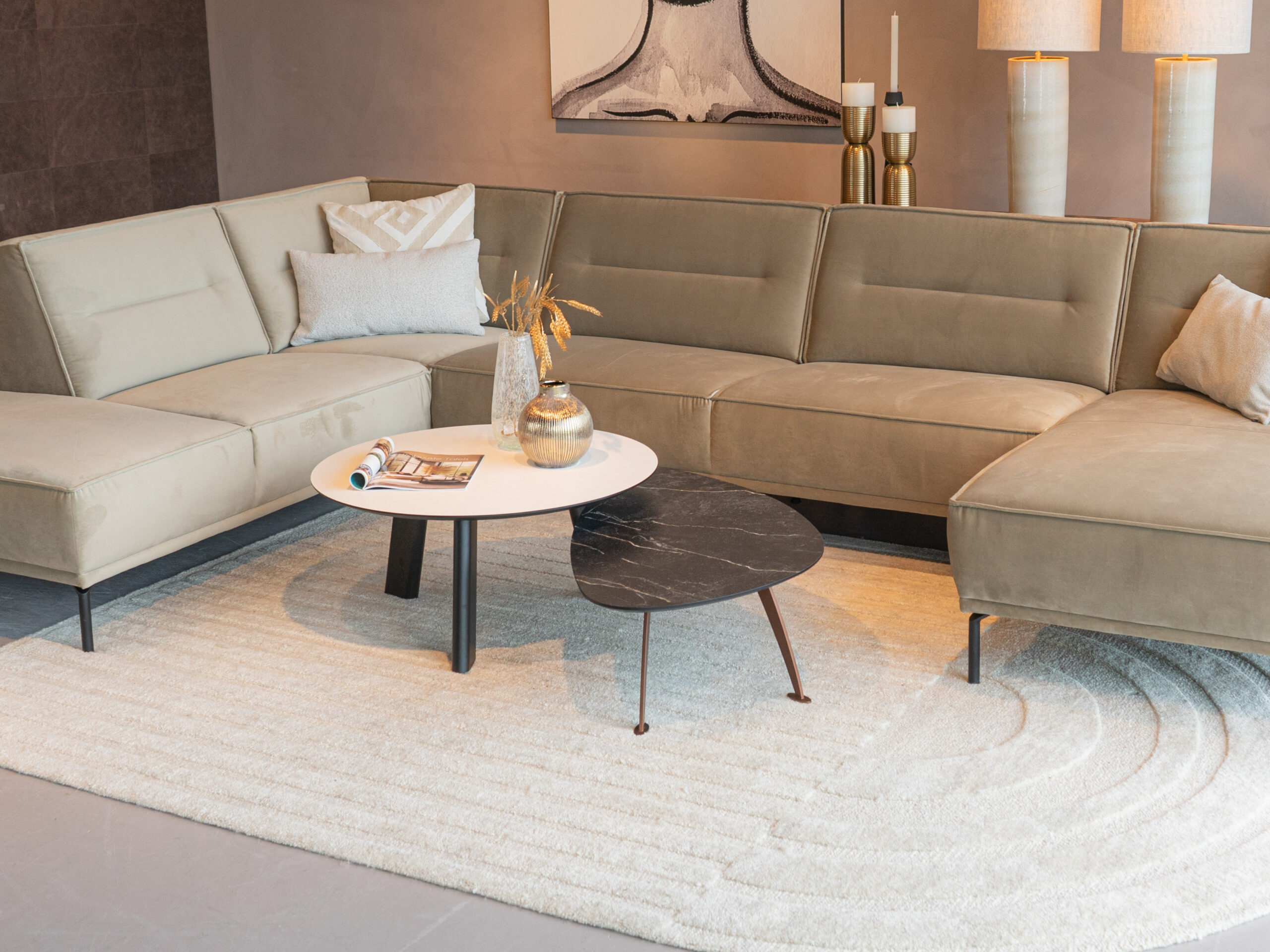 Salontafel Pavia - 80x35cm - rond - lime chalk white