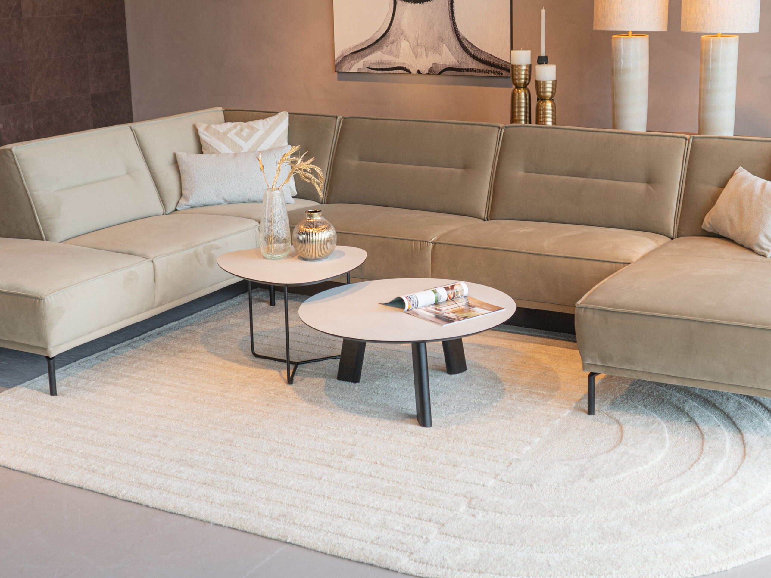 Salontafel Pavia - 80x35cm - rond - lime chalk white