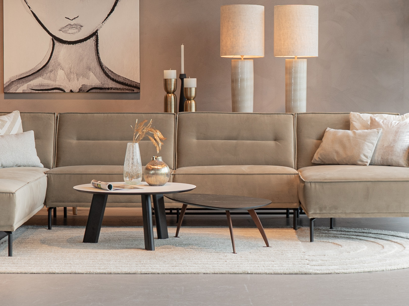 Salontafel Pavia - 80x40cm - rond - lime chalk white