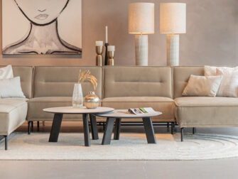 Salontafel Pavia - 80x40cm - rond - lime chalk white + 80x35cm - rond - lime chalk white