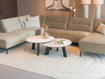 Salontafel Pavia - 80x40cm - rond - lime chalk white + 80x35cm - rond - lime chalk white