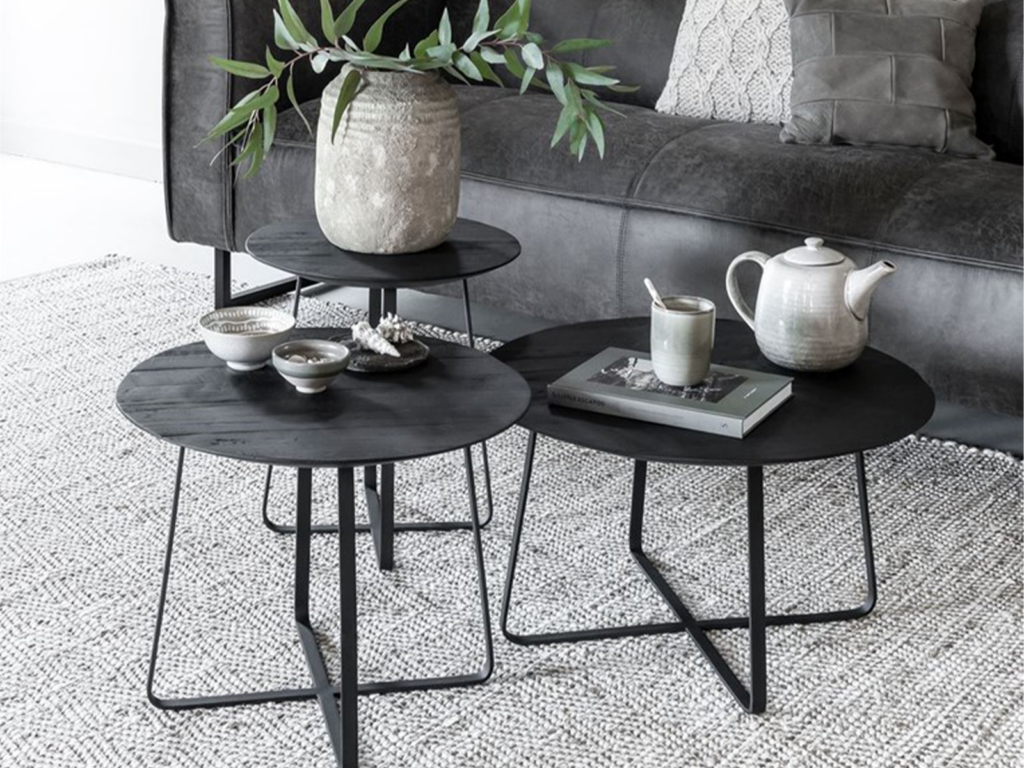 Salontafel Pisa Ø40x45cm - Ø50x40cm - Ø60x35cm - black