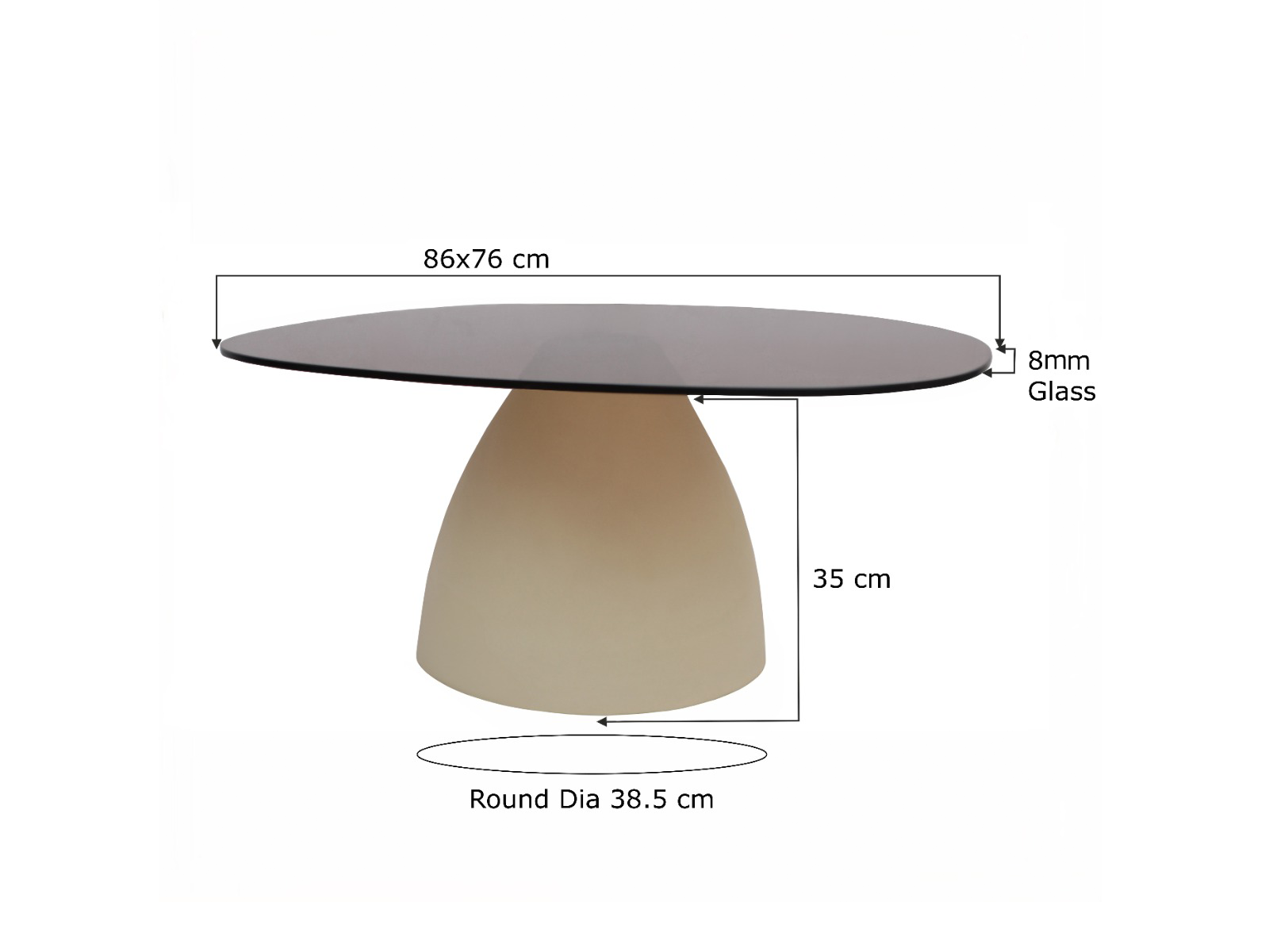 Salontafel Pompei - 86x76x35cm 1