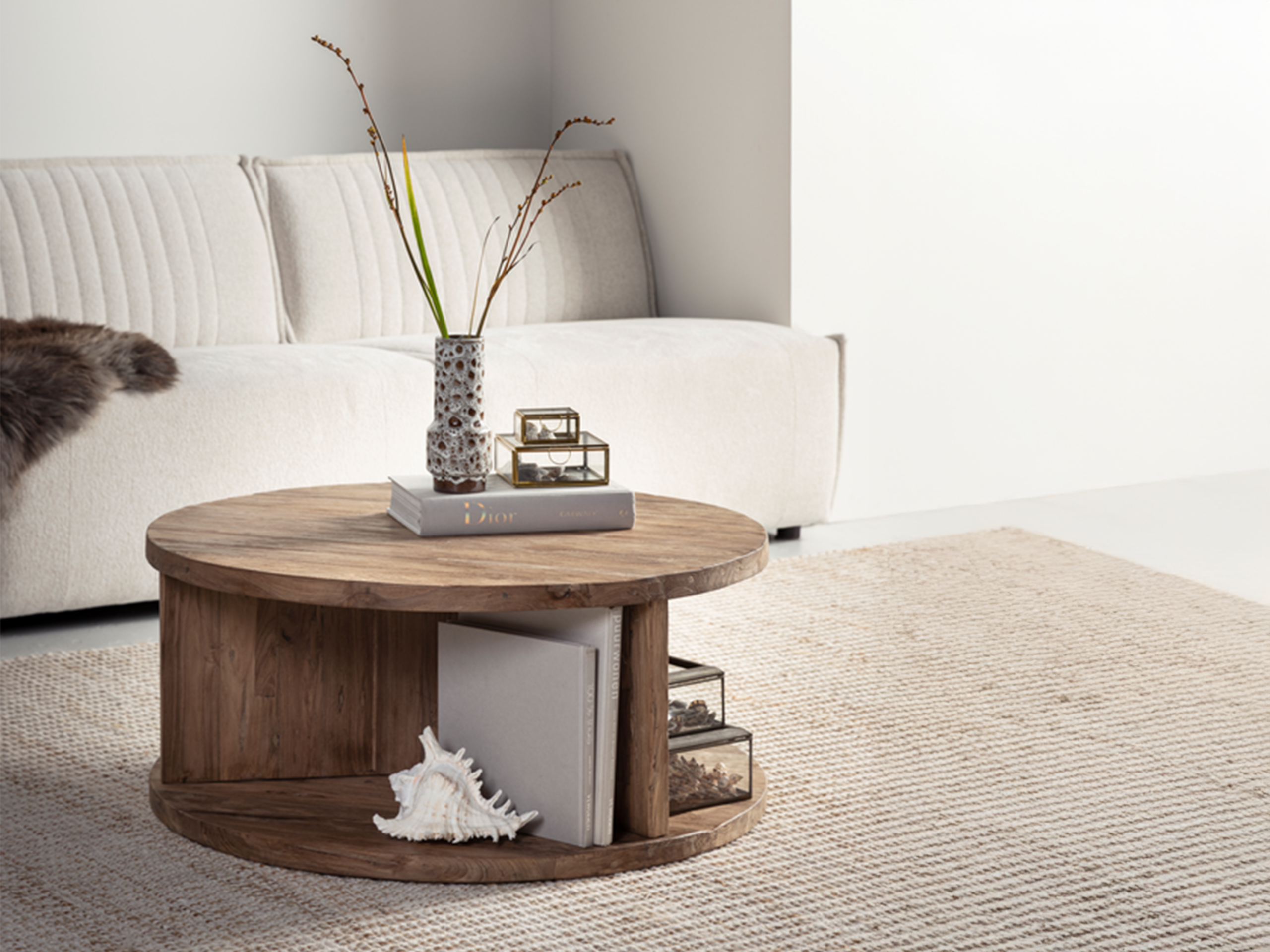 ronde salontafel van hout