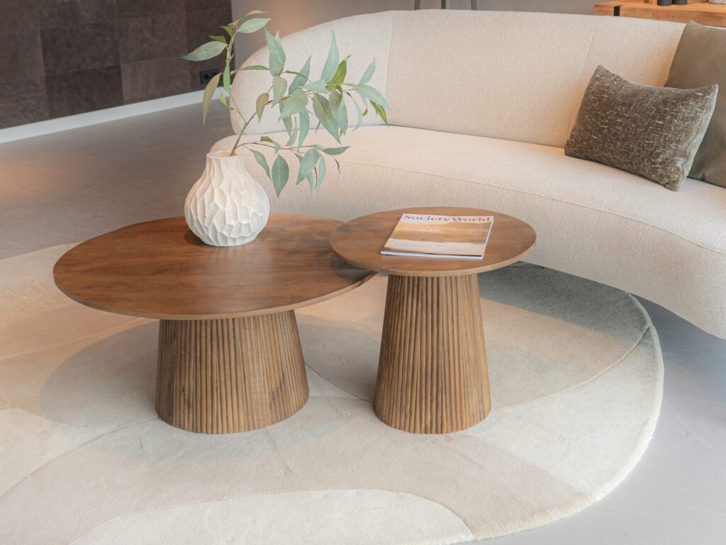 houten bruine ronde salontafels