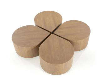 Salontafel Ventura - 55x55x33cm - Set van 4 - licht bruin