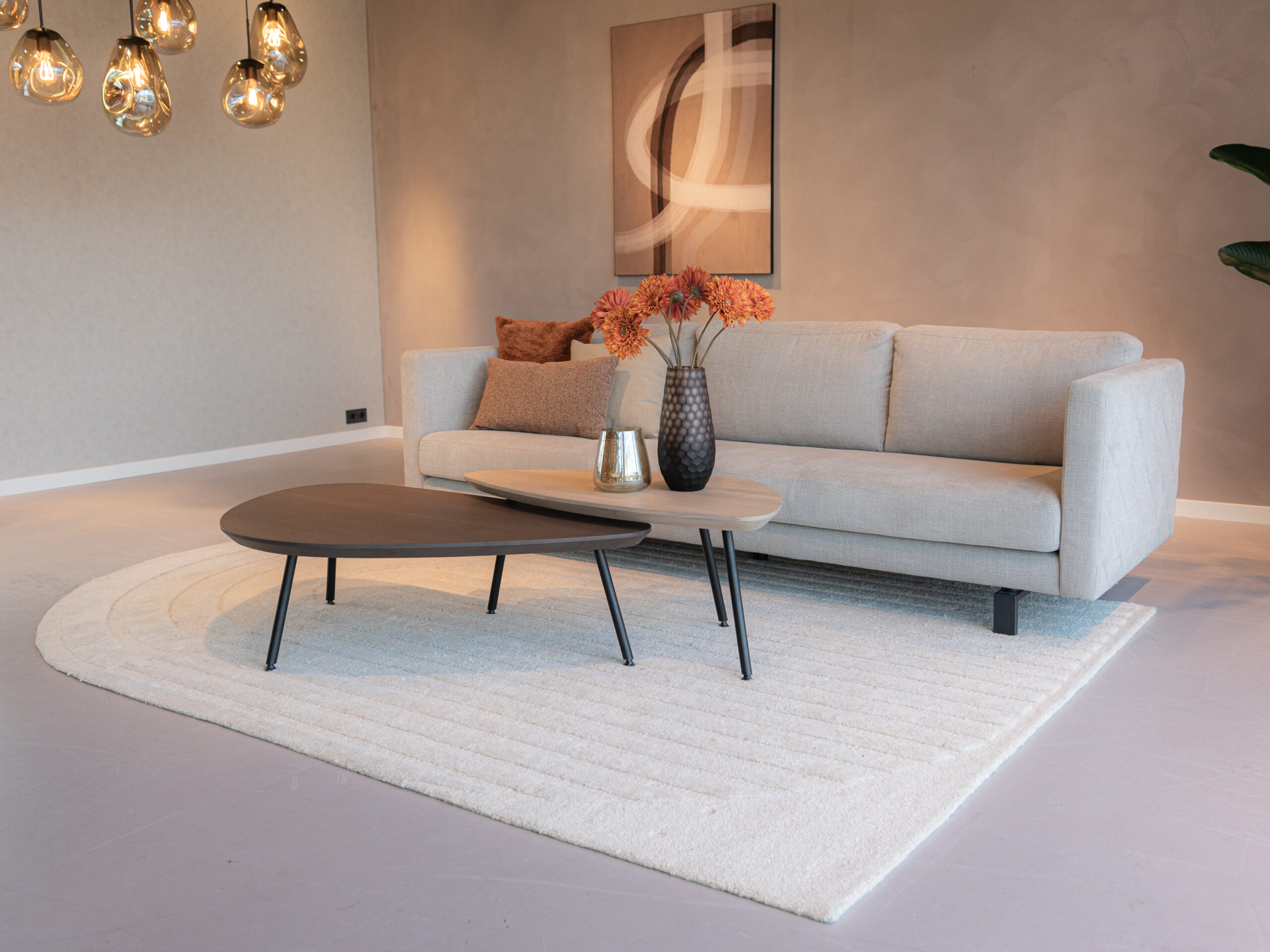 Salontafel set Le Mans - 120x60cm ultra matte lak - 100x50cm deer brown - onderstel Nancy