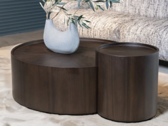 ronde donker bruine salontafel set