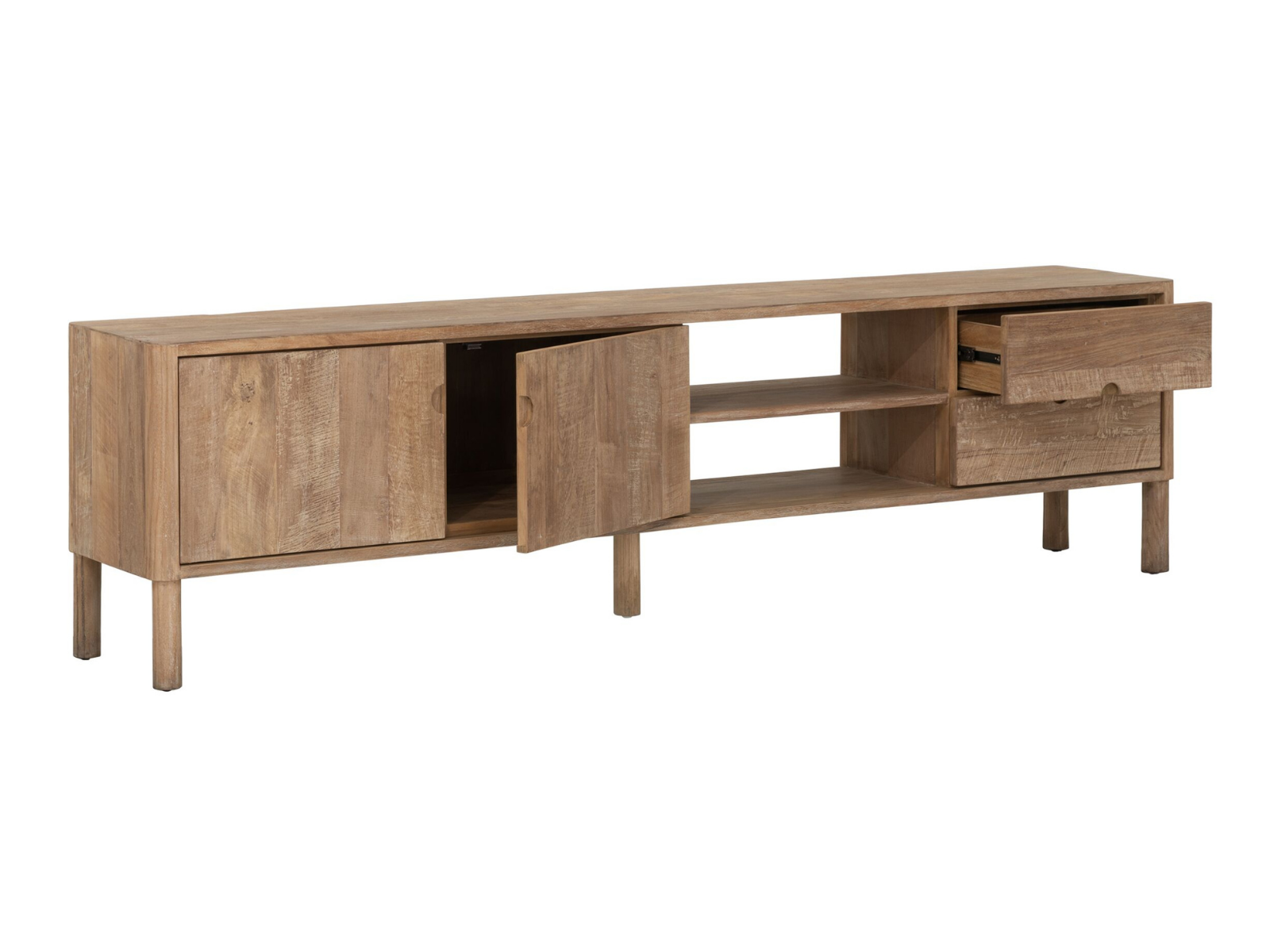 TV-meubel Cascade - 210x35x55cm - 2 laden - 2 open vakken - 2 deurs