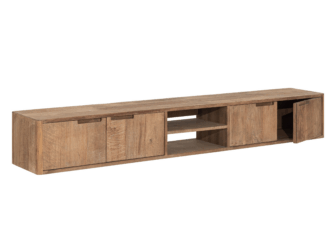 TV-meubel Dublin - 210x30x35cm - hangend - teakhout top - 2 open vakken - 4 deurs TV-meubel Dublin - 210x30x35cm - hangend - teakhout top - 2 open vakken - 4 deurs