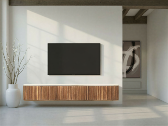 Zwevend tv-meubel met verticale latten