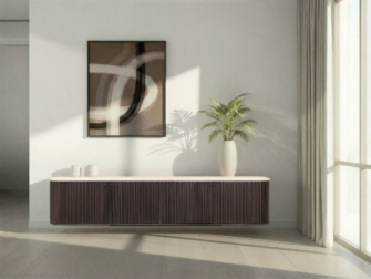 Breed donker tv-meubel voor moderne woonkamer