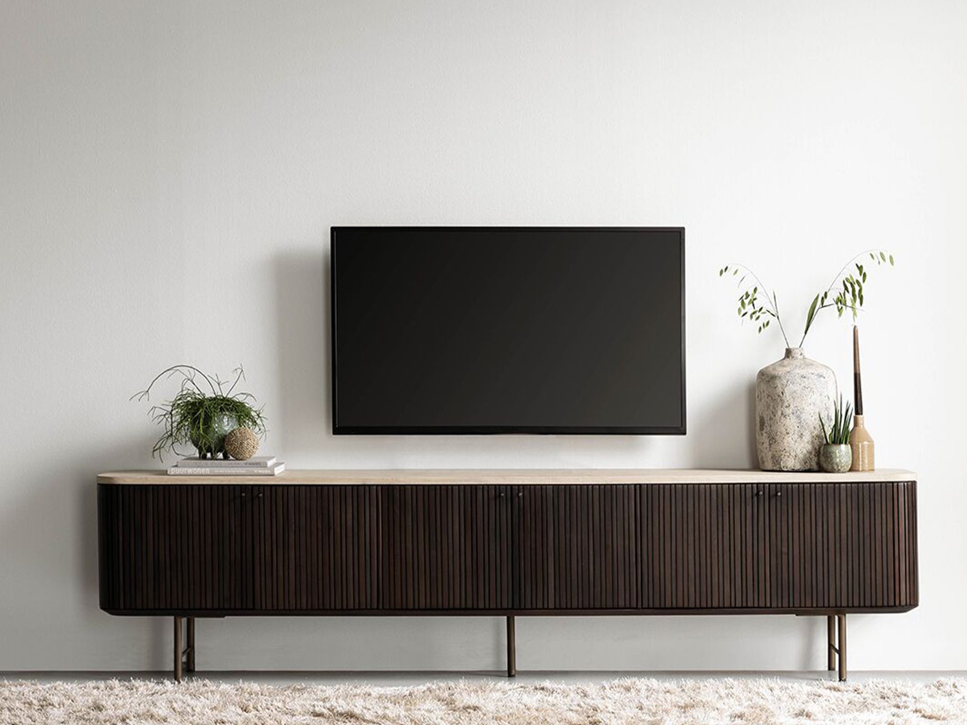 TV-meubel Maroon - 220x35x55cm - stalen onderstel