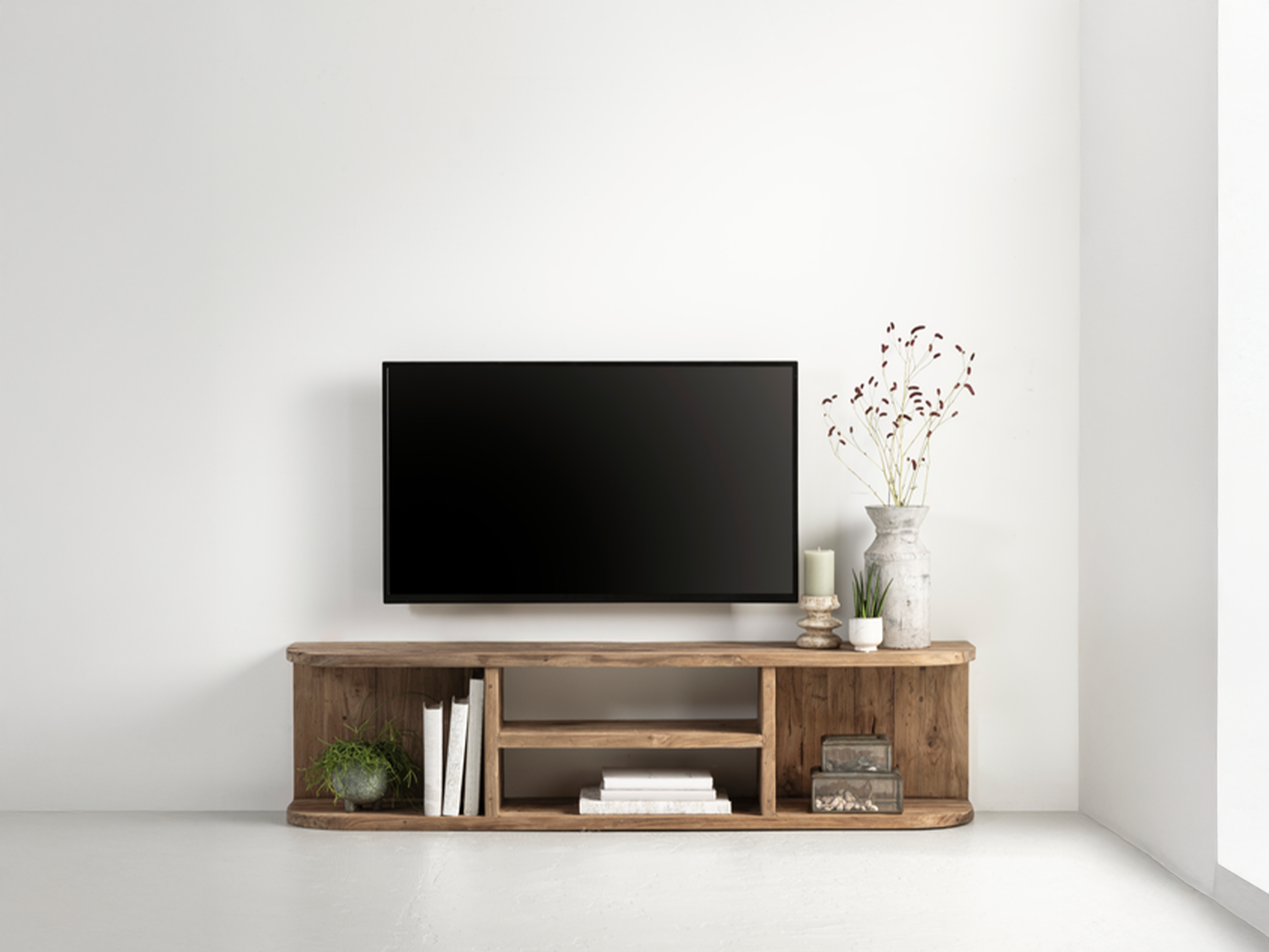 tv meubel oud hout met open vakken