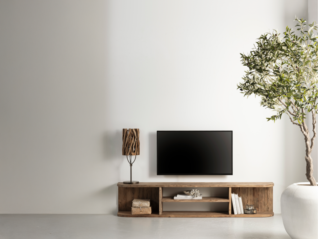 tv meubel met open vakken hout 200cm