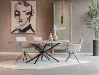 Tafel Betao - 260x130cm - kiezel b - onderstel Boston organische kiezel tafel van beton