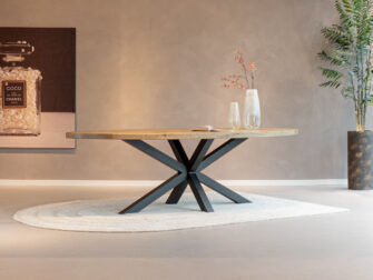 Tafel Fayance - 260x120cm ovaal - onderstel Monterosso 8x8cm oud eiken tafel