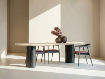 beige eettafel deens ovaal