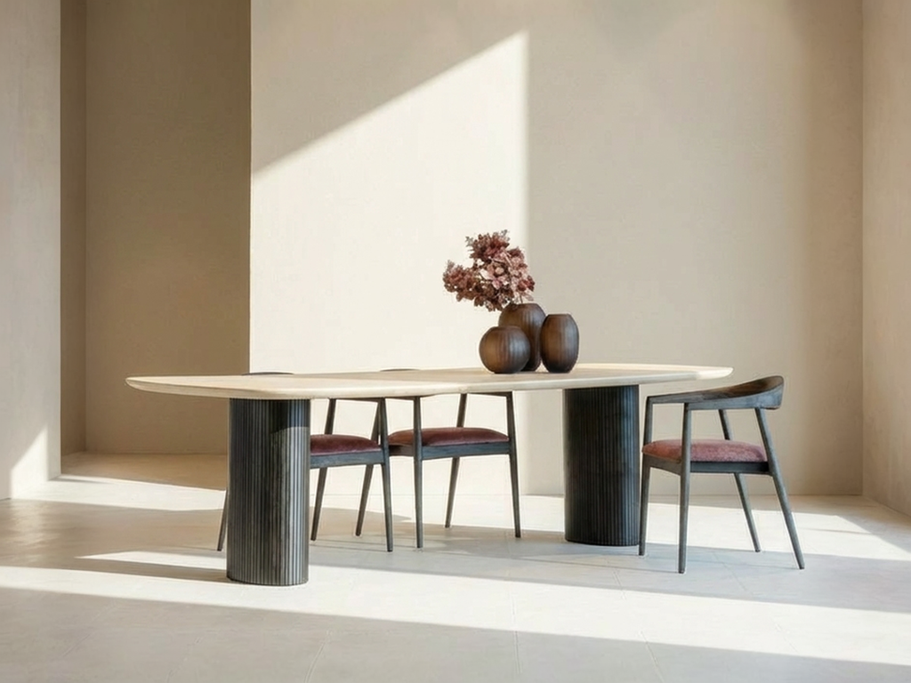 beige eettafel deens ovaal