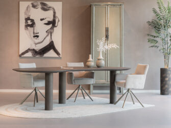 eettafel organisch in de benadeling deer brown 260x130cm