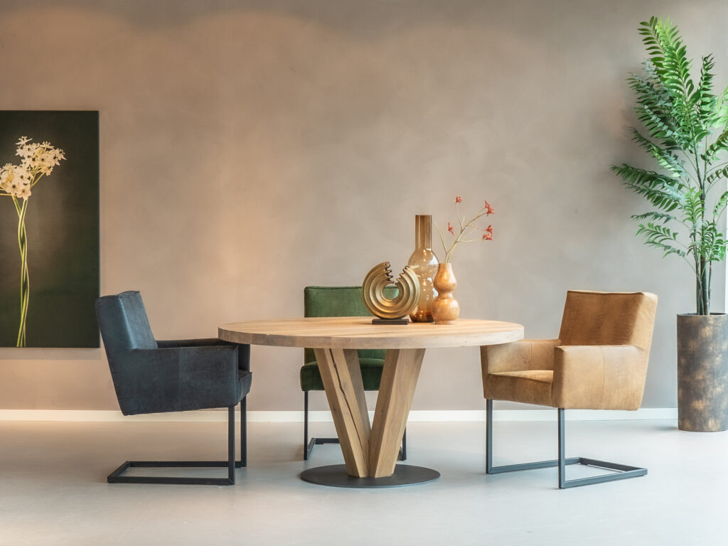 Eetkamerstoel Nesto - concrete leder croco sudan brown - met arm