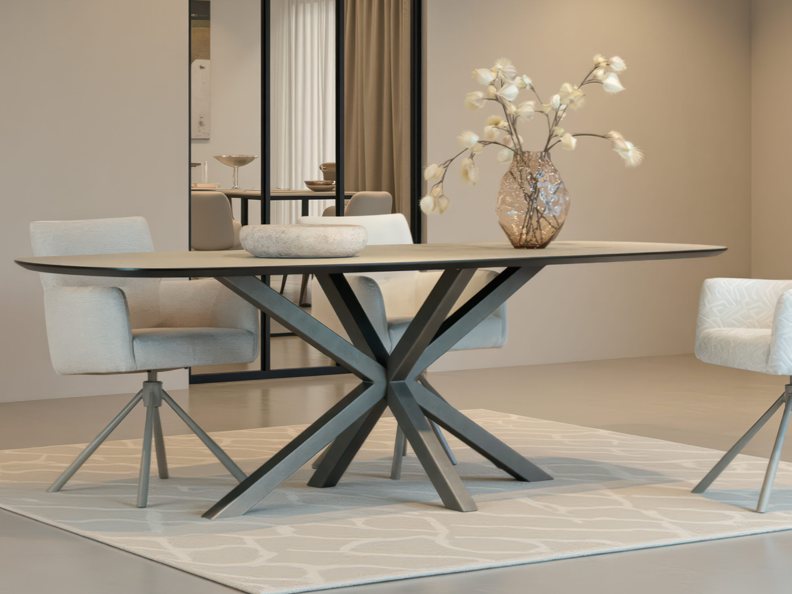 unctionele en moderne HPL eettafel met een luxe, mat afgewerkt oppervlak